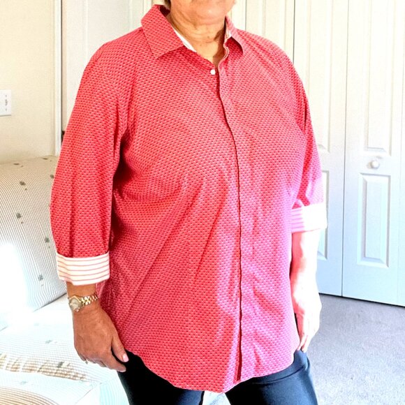 Talbots Woman coral 3/4 sleeve button up top, size 18W - Picture 1 of 12